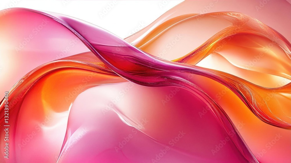 Poster abstract flowing waves of vibrant pink and orange hues creating a dynamic visual experience