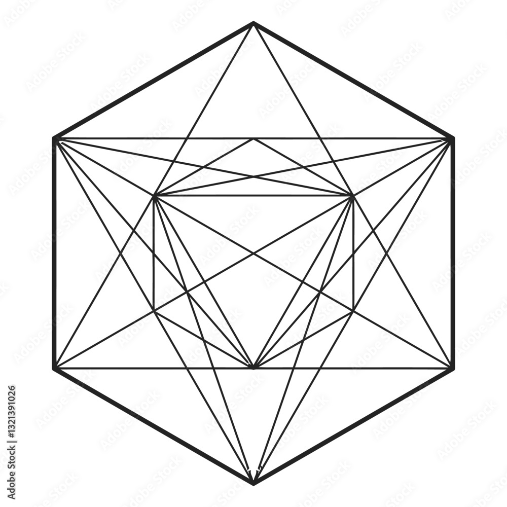 Poster Geometric Abstract Design: Intricate lines and shapes converge to form a complex geometric design, representing order and the beauty of precision. The image embodies clarity and precision.