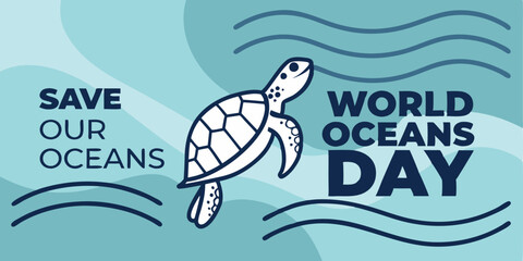 World Ocean Day poster flyer affiche simple banner international day