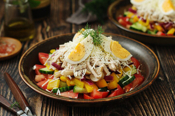 A traditional Bulgarien salad dish - Ovcharska salad	