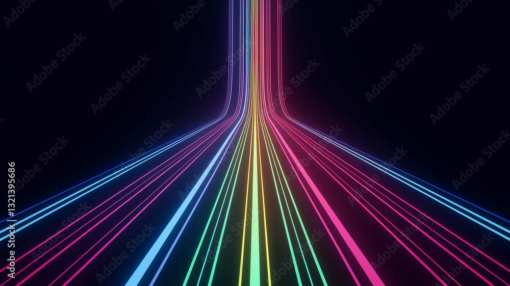 Aufkleber abstract image of multicolored glowing lines converging, creating a dynamic and futuristic perspecti