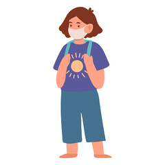 Protecting Young Life: An illustrative depiction of a young girl with a protective mask, symbolizing health, safety, and the well-being of future generations.