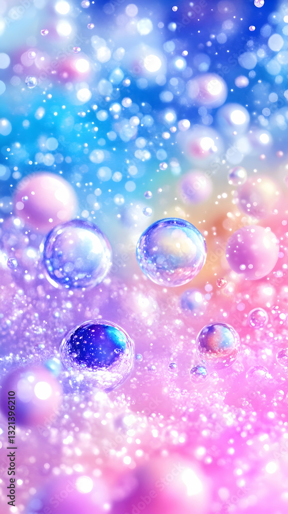 Poster shimmering orbs float in pastel hues creating a dreamy ethereal scene tiny sparkles add to the magic