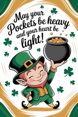A leprechaun holding a pot of gold