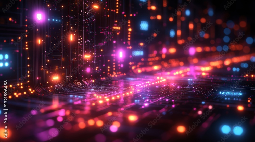 Poster A colorful display illustrates the principles of quantum computing, highlighting concepts like qubits, superposition, and entanglement.