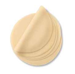 Stack of slices of dough on white background. Top view of dough isolated.