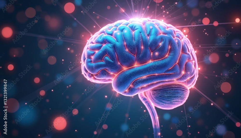 Poster conceptual image of ai enhancing cognitive functions in human brain. artificial intelligence augment