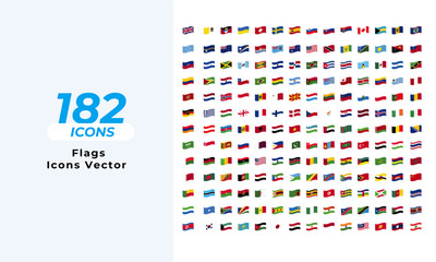 Flags Icons Set Layout Vector Template. Vector illustration in line style of icons	
