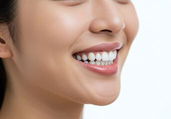 Obraz premium 女性の口元がクローズアップ（日本人・アジア人・デンタルイメージ） 