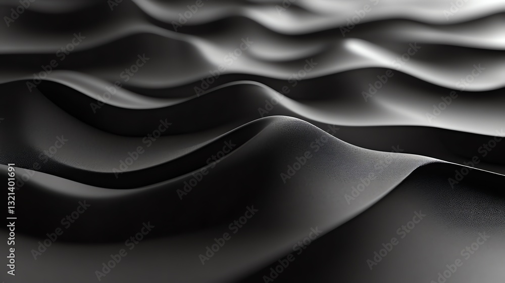 Poster abstract black waves 3d render background texture