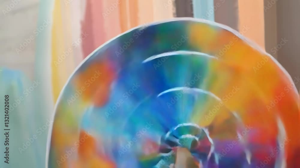 Aufkleber professional painter choosing a color from a color palette while painting a wall with various shades