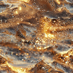 Seamless Abstract Texture Background – Gold Sand, Wavy Blue & Gold Waves