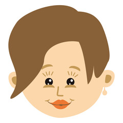 Joyful face: A vibrant, digitally crafted illustration of a woman with warm tones and expressive eyes, inviting viewers to engage and feel the warmth of personality and charm.