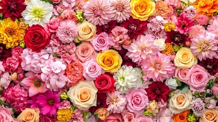 Vibrant Mixed Flowers in Different Shades.