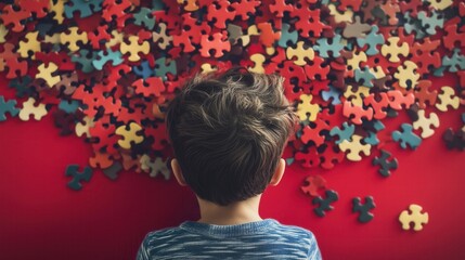 Kid face made from puzzle