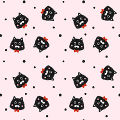 seamless pattern with black cat