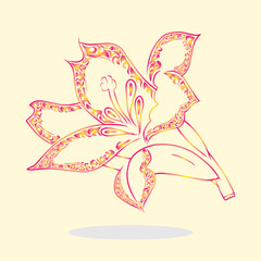 Decorative Floral Illustration with Abstract Flower on Pastel Background