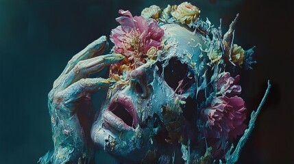 Decaying Beauty: A Surreal Floral Portrait