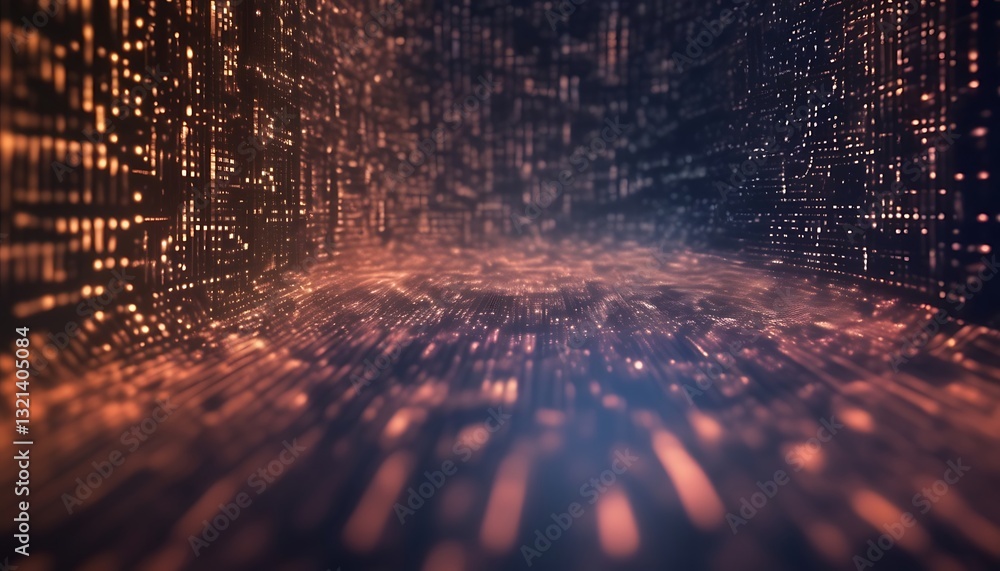 Poster technological cityscape: a futuristic perspective of a data-driven metropolis, with a digital highwa