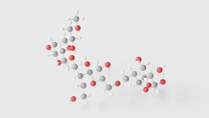 pullulan molecule 3d, molecular structure, ball and stick model, structural chemical formula e1204