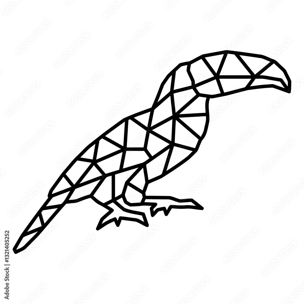 Aufkleber geometric bird illustration: this artistic line drawing of a bird with a geometric design and sharp 