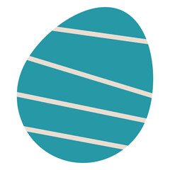 Easter Egg Abstract Illustration: A vibrant and playful depiction of an Easter egg, featuring a solid teal base adorned with parallel white stripes, symbolizing the arrival of spring.