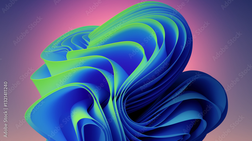 Poster abstract blue and green gradient flowing form, creating a dynamic and vibrant visual, showcasing mov