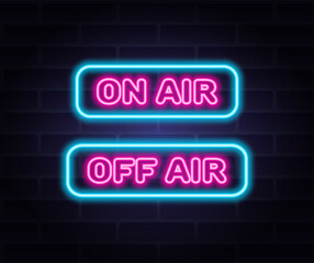 Neon sign On Air, Off Air for decoration and design.