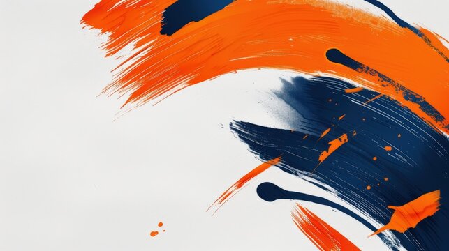 Colorful abstract orange and blue paint strokes
