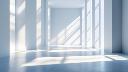 Fototapeta premium a hallway with sunlight streaming through windows.