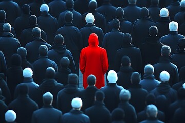 A person who stands out in a large crowd of people.