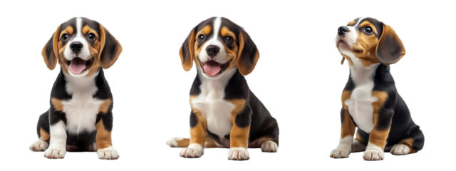 A collection of friendly Puppy Beagle dog