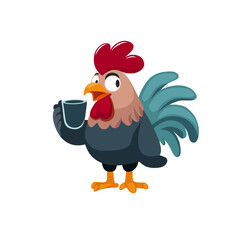 cartoon chicken vector, chicken vector holding a glass  