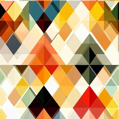 Geometric Harmony: A Seamless Tile Pattern with Triangles and Diamonds in Earthy and Bold Tones, creating a retro-modern abstract background for any design project.