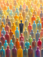 Obraz premium A person who stands out in a large crowd of people.