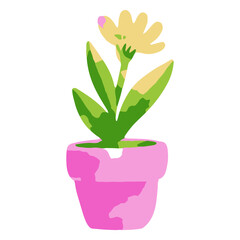 Delicate Blossom in a Pot: An artistically rendered illustration of a vibrant flower in a pink pot, a celebration of nature's delicate beauty.