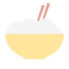 Illustration rice bowl is a rice dish served in a bowl with various toppings on top.