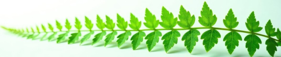 Obraz premium Green fern with intricate details on white surface, plants, natural, isolated