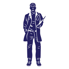 Obraz premium Medical Professional Icon: A formal silhouette of a dedicated medical professional, embodies the essence of modern healthcare