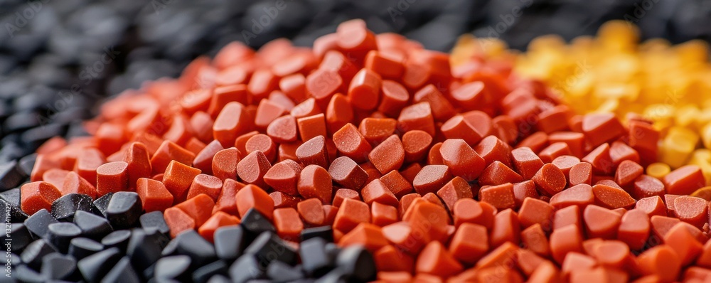 Aufkleber close-up of vibrant colorful granules in various textures arranged in an artistic pattern