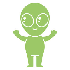 Obraz premium Friendly Alien: A charming illustration of an adorable, green alien creature with oversized eyes and an inviting smile. This whimsical artwork, perfect for science fiction and fantasy projects.