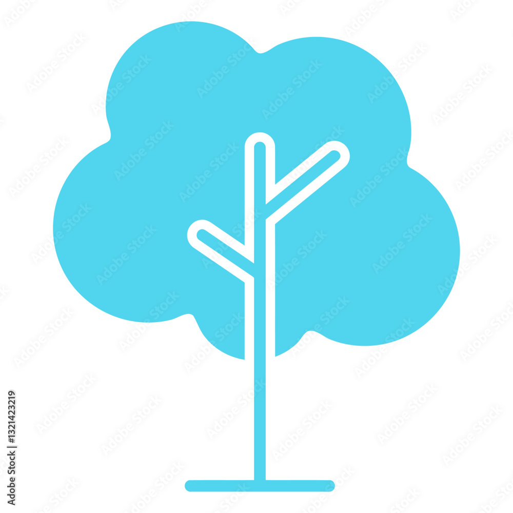 Aufkleber simple tree icon: a stylized, minimalist illustration of a single tree, showcasing its basic form wi