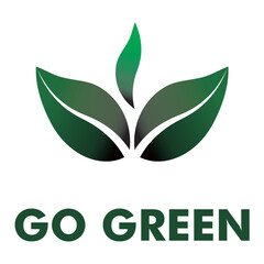 illustration of go green with leaf. go green icon. eco friendly logo