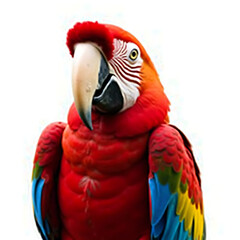 Fototapeta premium Colorful macaw parrot with vibrant feathers isolated on white background