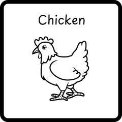 Animals Coloring E Book for Kid - chicken