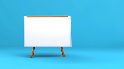 Fototapeta premium Empty whiteboard on blue background, ideal for presentations and brainstorming