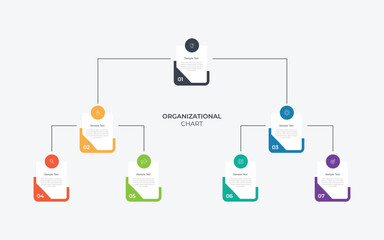 Corporate organizational chart. Business hierarchy infographic elements. Vector illustration