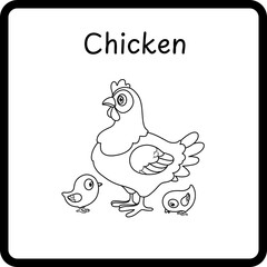 Animals Coloring E Book for Kid - chicken