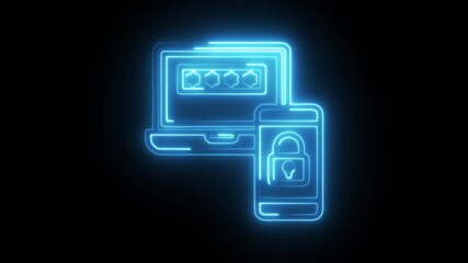 Glowing neon factor  icon isolated on black background. HD Video motion graphic animation
