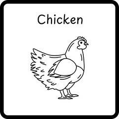 Animals Coloring E Book for Kid - chicken